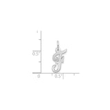14k White Gold Initial F Pendant, Polished Script Letter Charm for Women