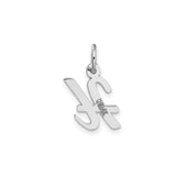 14k White Gold Pisces Zodiac Pendant, Cursive Style Symbol, Polished Script Design