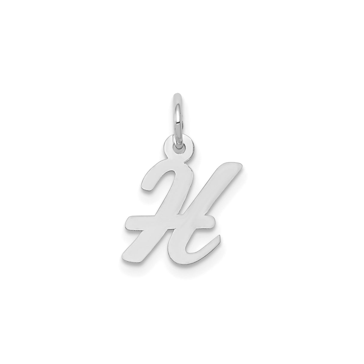 14k White Gold Pisces Zodiac Pendant, Cursive Style Symbol, Polished Script Design