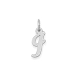 14k White Gold Script Initial J Pendant, Polished Cursive Letter Charm for Women