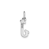 14k White Gold Initial Pendant, Script Letter J Charm, Flat Uppercase Design
