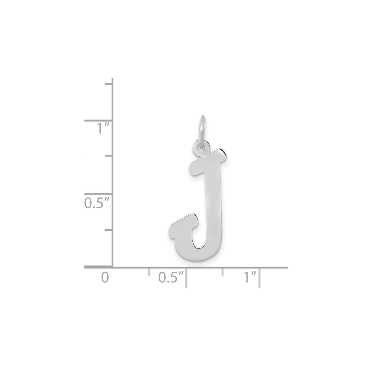 14k White Gold Initial Pendant, Script Letter J Charm, Flat Uppercase Design