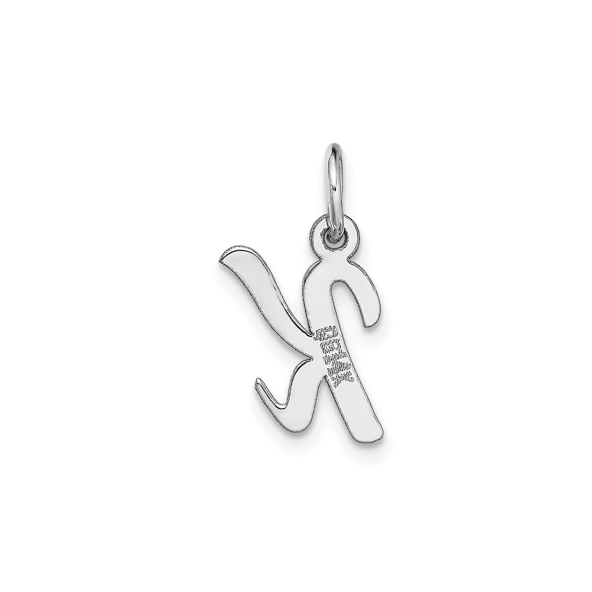 14k White Gold Script Initial Pendant K, Polished Cursive Letter Charm for Women