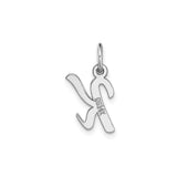 14k White Gold Script Initial Pendant K, Polished Cursive Letter Charm for Women