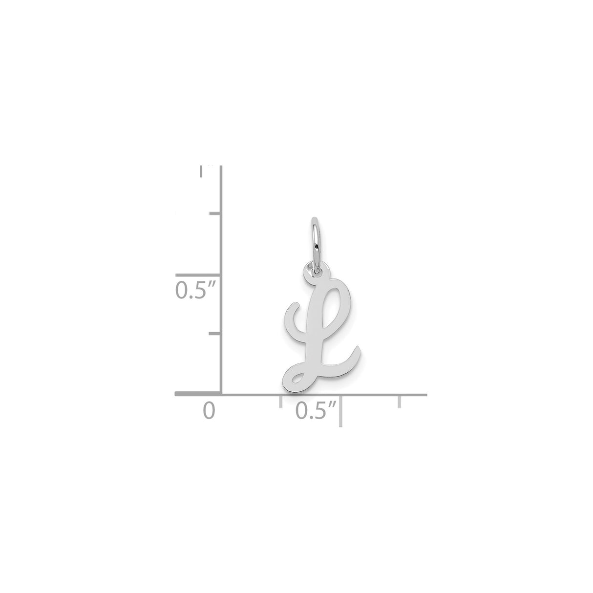 14k White Gold Script Initial Pendant Charm, Cursive Letter L Monogram Design