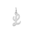 14k White Gold Script Initial Pendant Charm, Cursive Letter L Monogram Design