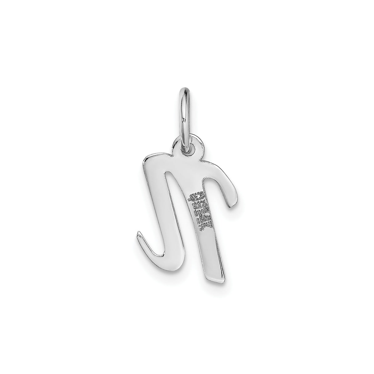 14k White Gold Initial N Pendant Charm with Polished Script Letter Design for Women