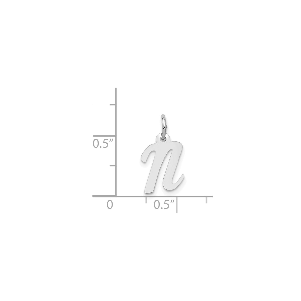 14k White Gold Initial N Pendant Charm with Polished Script Letter Design for Women
