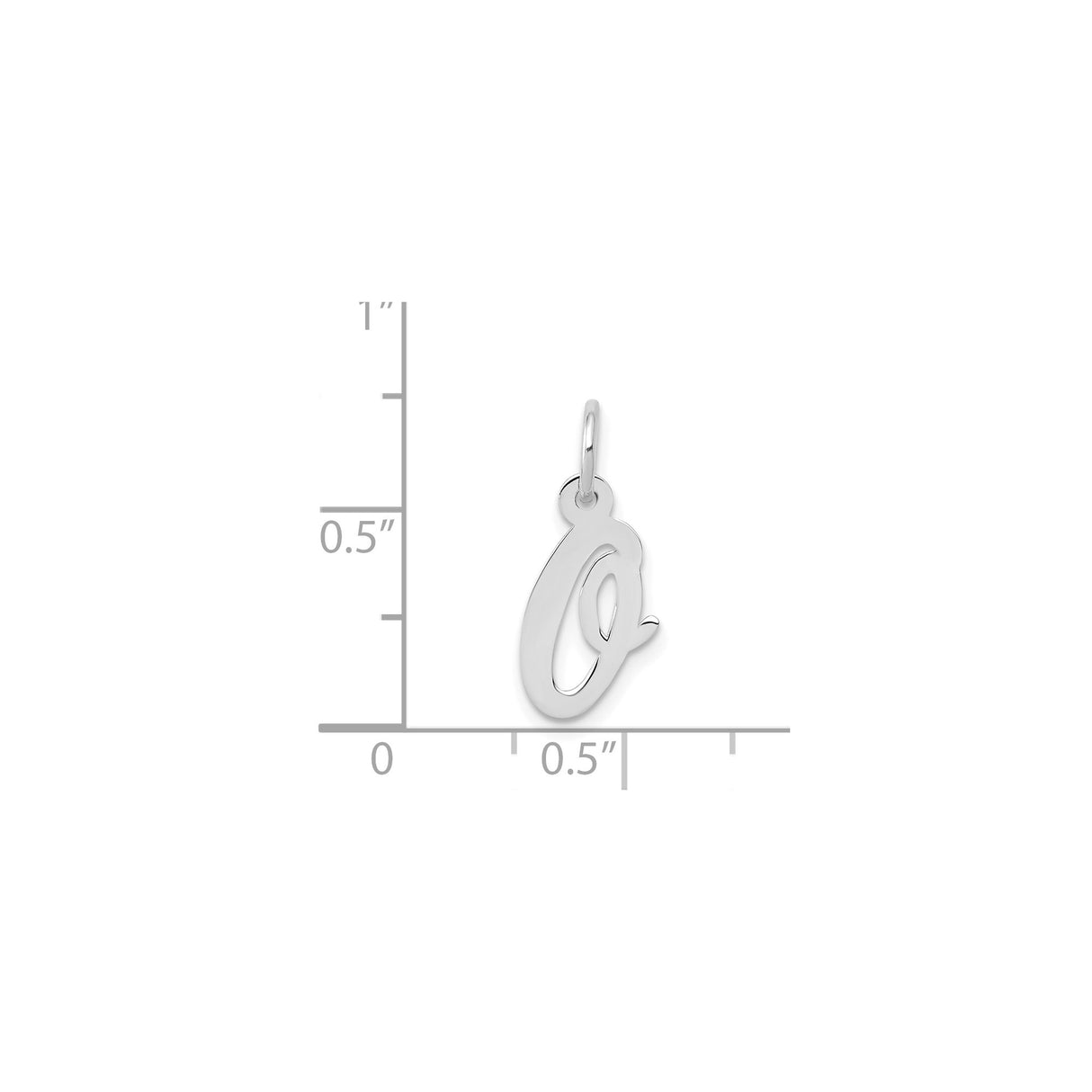 14k White Gold Initial Q Pendant, Polished Script Letter Charm, Personalized Alphabet Jewelry for Women