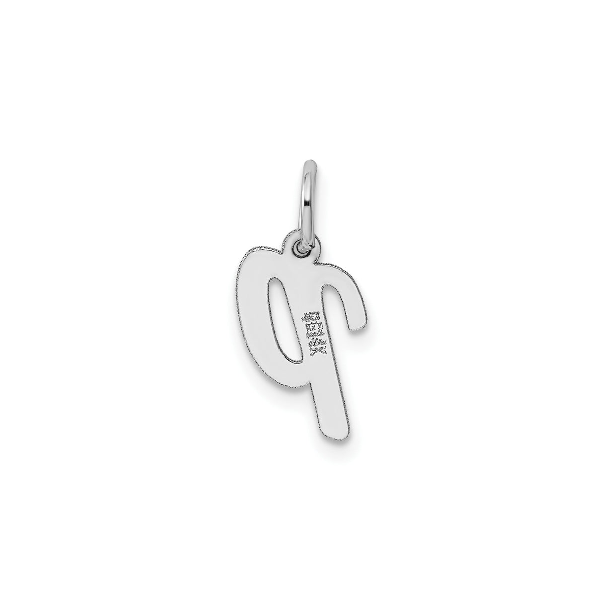 14k White Gold Letter P Pendant, Polished Lowercase Script Charm, Minimalist Jewelry for Women or Unisex