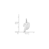 14k White Gold Letter P Pendant, Polished Lowercase Script Charm, Minimalist Jewelry for Women or Unisex