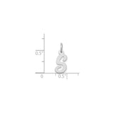 14k White Gold Letter S Pendant Charm, Polished Script Initial Jewelry for Women