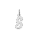 14k White Gold Letter S Pendant Charm, Polished Script Initial Jewelry for Women