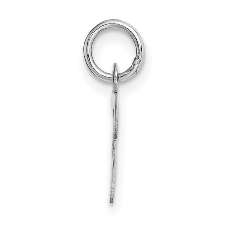 Small Polished Flat Script Upper Case Letter T Initial Charm Pendant in Real 14k White Gold