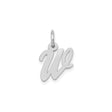 14k White Gold Initial W Pendant, Script Letter Charm, Polished Cursive Monogram Jewelry