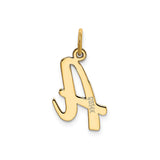 14k Yellow Gold Script Initial Pendant, Letter A Monogram Charm for Necklace or Bracelet
