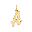14k Yellow Gold Script Initial Pendant, Letter A Monogram Charm for Necklace or Bracelet