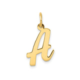 14k Yellow Gold Script Initial Pendant, Letter A Monogram Charm for Necklace or Bracelet