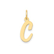 14k Yellow Gold Script Letter C Pendant Charm, Polished Initial Monogram Jewelry for Women