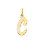 14k Yellow Gold Script Letter C Pendant Charm, Polished Initial Monogram Jewelry for Women