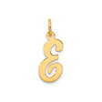14k Yellow Gold Script Initial Pendant Charm, Uppercase Letter E in Cursive Style