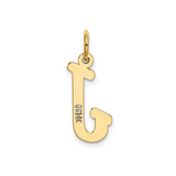 14k Yellow Gold Initial Pendant Charm, Letter J Block Font, Polished Finish, Unisex Jewelry
