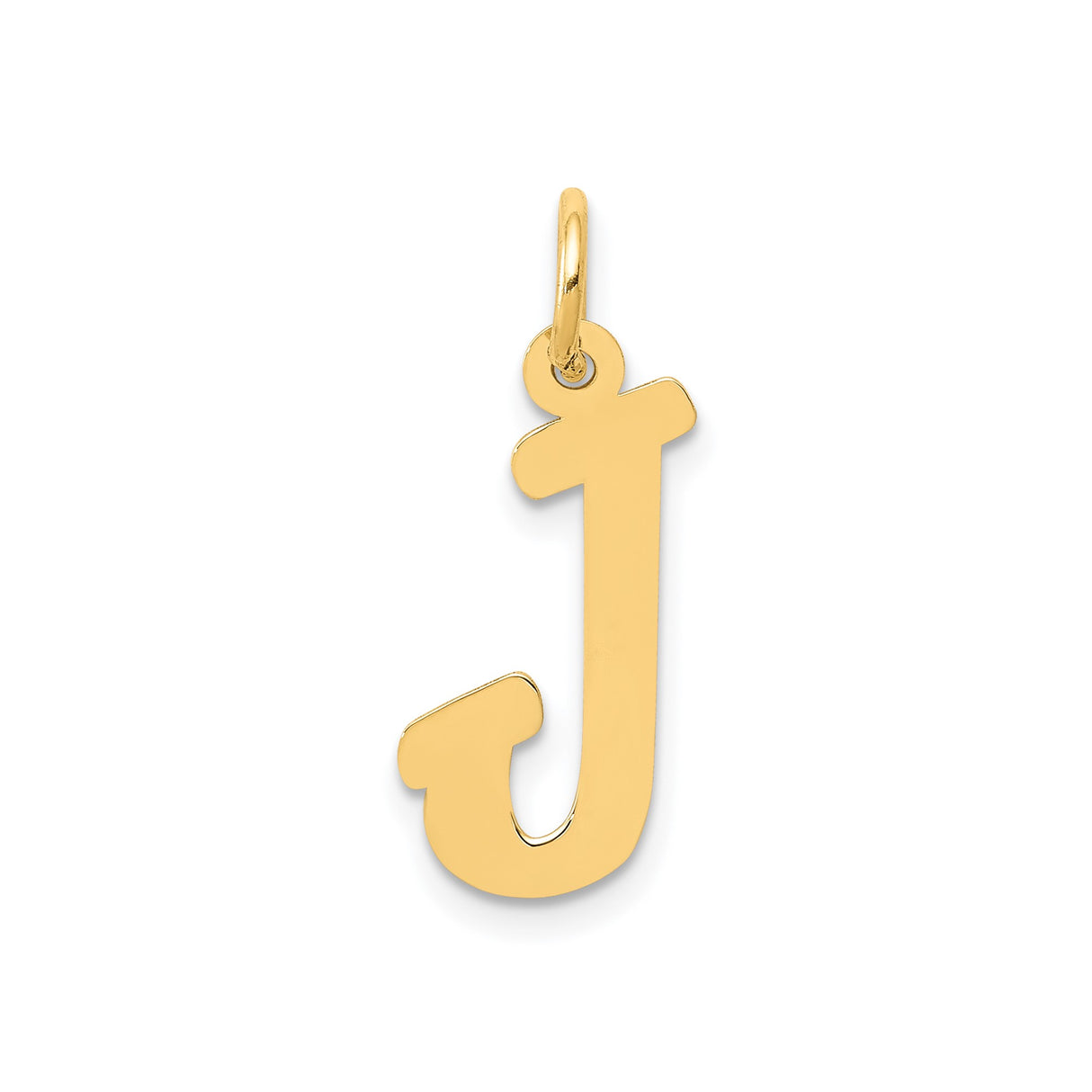 14k Yellow Gold Initial Pendant Charm, Letter J Block Font, Polished Finish, Unisex Jewelry
