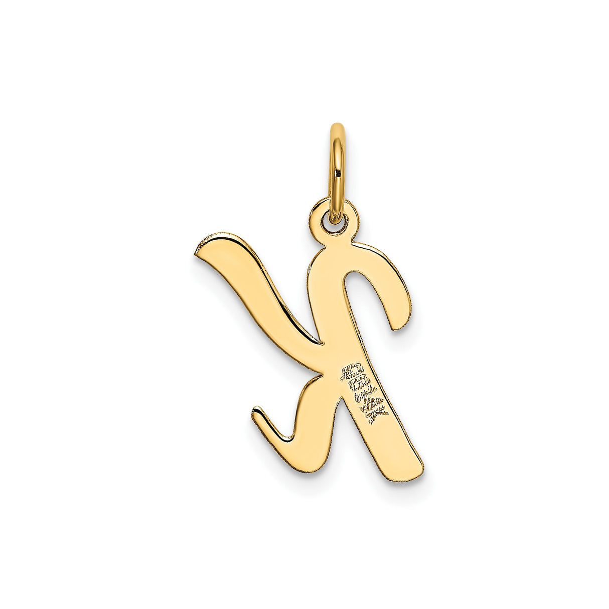 14k Yellow Gold Letter K Pendant Charm, Polished Script Initial, Minimalist Monogram Jewelry