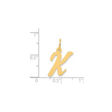 14k Yellow Gold Letter K Pendant Charm, Polished Script Initial, Minimalist Monogram Jewelry
