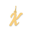 14k Yellow Gold Letter K Pendant Charm, Polished Script Initial, Minimalist Monogram Jewelry