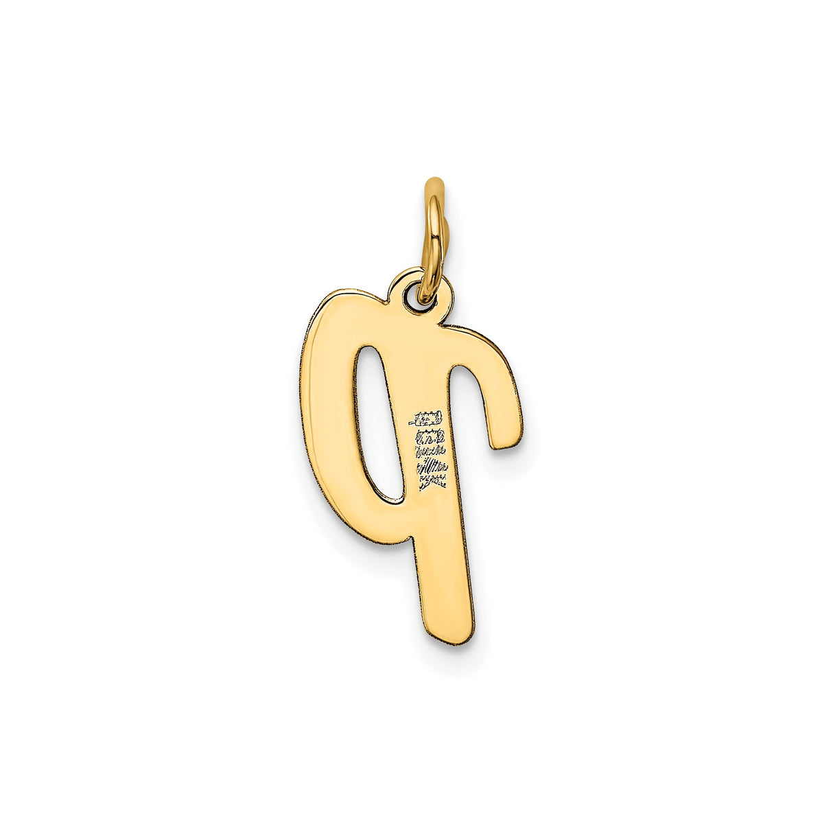 14k Yellow Gold Letter P Pendant Charm, Polished Script Initial, Minimalist Monogram Jewelry