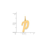 14k Yellow Gold Letter P Pendant Charm, Polished Script Initial, Minimalist Monogram Jewelry