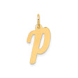 14k Yellow Gold Letter P Pendant Charm, Polished Script Initial, Minimalist Monogram Jewelry