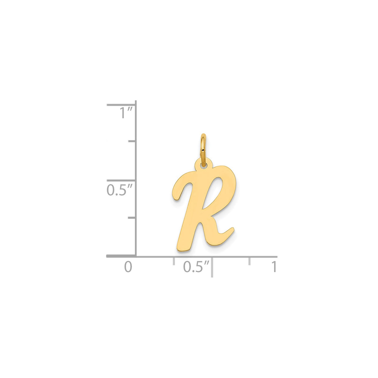 14k Yellow Gold Letter R Pendant Charm, Polished Script Initial, Unisex or Womens Jewelry