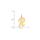 14k Yellow Gold Letter R Pendant Charm, Polished Script Initial, Unisex or Womens Jewelry