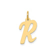 14k Yellow Gold Letter R Pendant Charm, Polished Script Initial, Unisex or Womens Jewelry