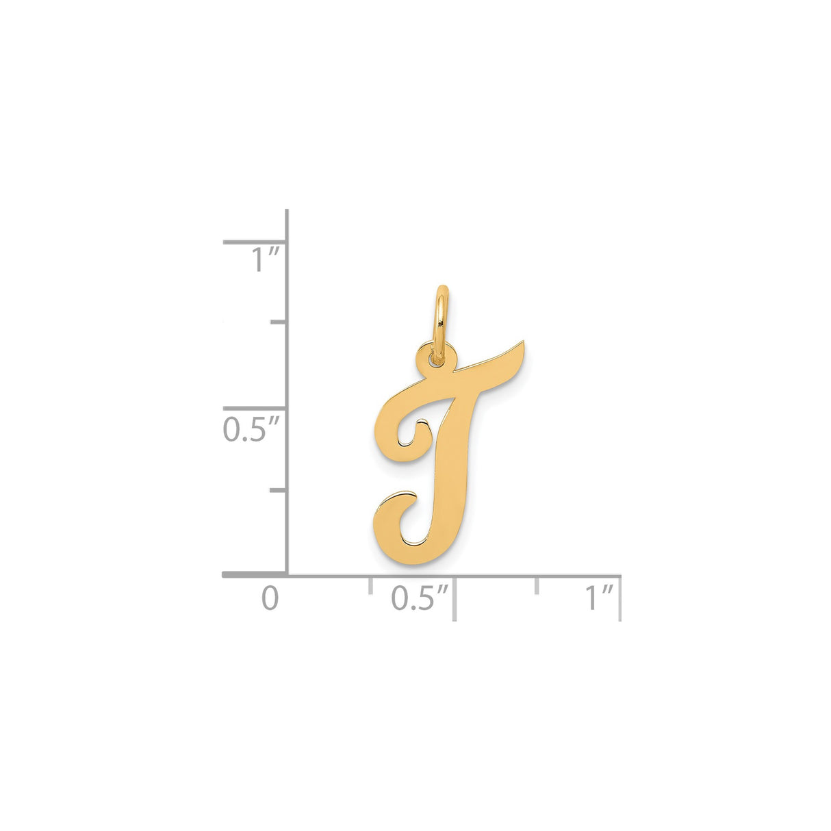 14k Yellow Gold Script J Pendant, Polished Cursive Initial Charm for Women