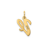 14k Yellow Gold Initial V Pendant, Script Letter Design, Polished Monogram Charm