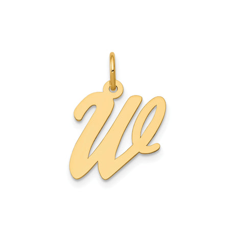 14k Yellow Gold Script We Pendant, Symbolic Letter Charm for Unity and Togetherness