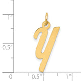 14k Yellow Gold Pendant with Script Letter Y, Custom Initial Charm Jewelry