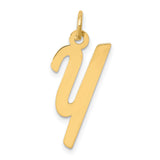 14k Yellow Gold Pendant with Script Letter Y, Custom Initial Charm Jewelry