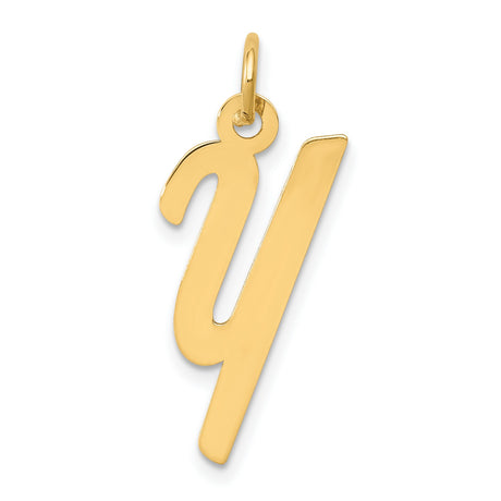 14k Yellow Gold Pendant with Script Letter Y, Custom Initial Charm Jewelry