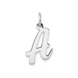 14k White Gold Script Letter A Pendant, Polished Uppercase Initial Charm for Women