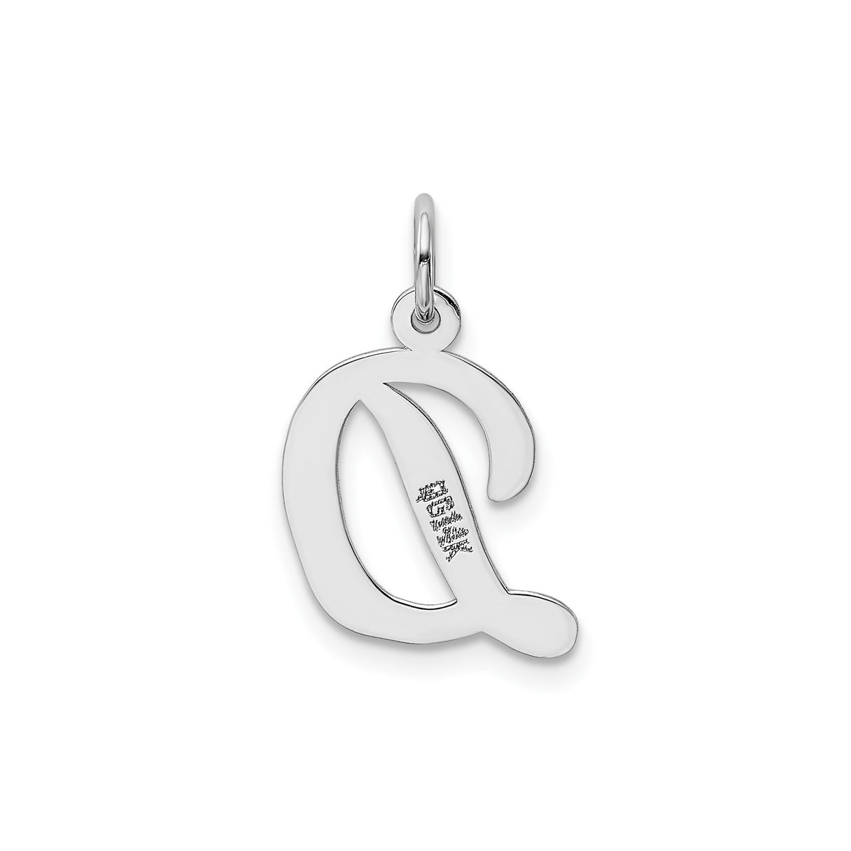 14k White Gold Initial D Pendant, Script Letter Charm with Polished Finish for Women