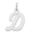 14k White Gold Initial D Pendant, Script Letter Charm with Polished Finish for Women