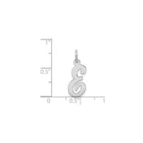 14k White Gold Script Initial Pendant, Polished Cursive Letter E Charm for Women