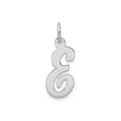 14k White Gold Script Initial Pendant, Polished Cursive Letter E Charm for Women