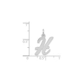 14k White Gold Initial H Pendant, Script Letter Charm, Cursive Monogram Jewelry for Women