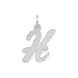 14k White Gold Initial H Pendant, Script Letter Charm, Cursive Monogram Jewelry for Women
