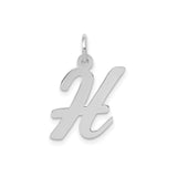14k White Gold Initial H Pendant, Script Letter Charm, Cursive Monogram Jewelry for Women